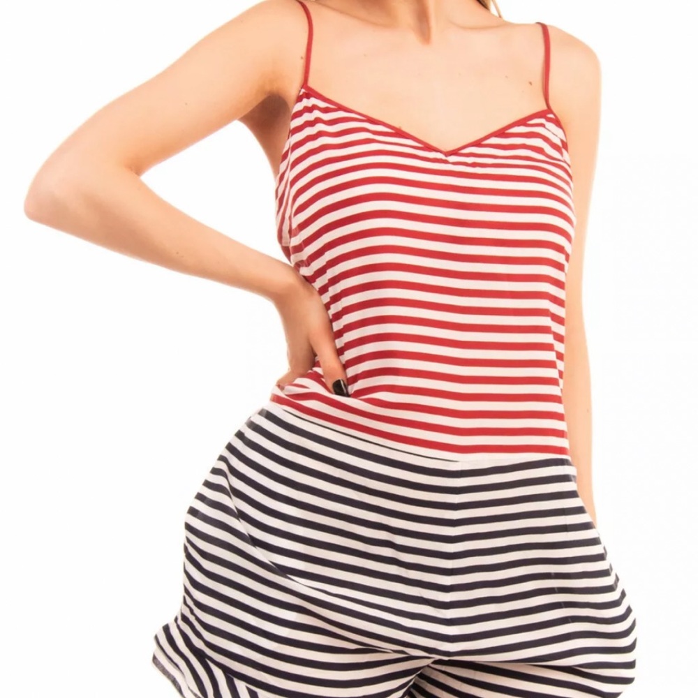 New Red Valentino Striped Playsuit/Jumpsuit, Size Medium